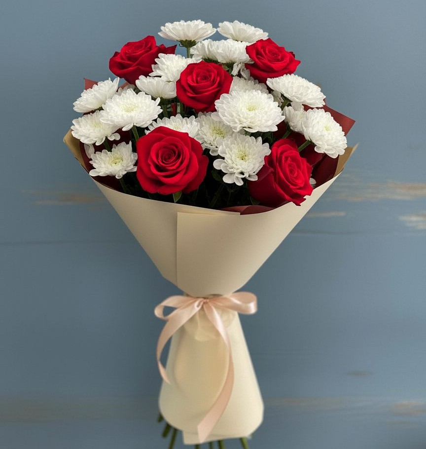 Букет цветов из: Розы и Хризантемы в Буланаше