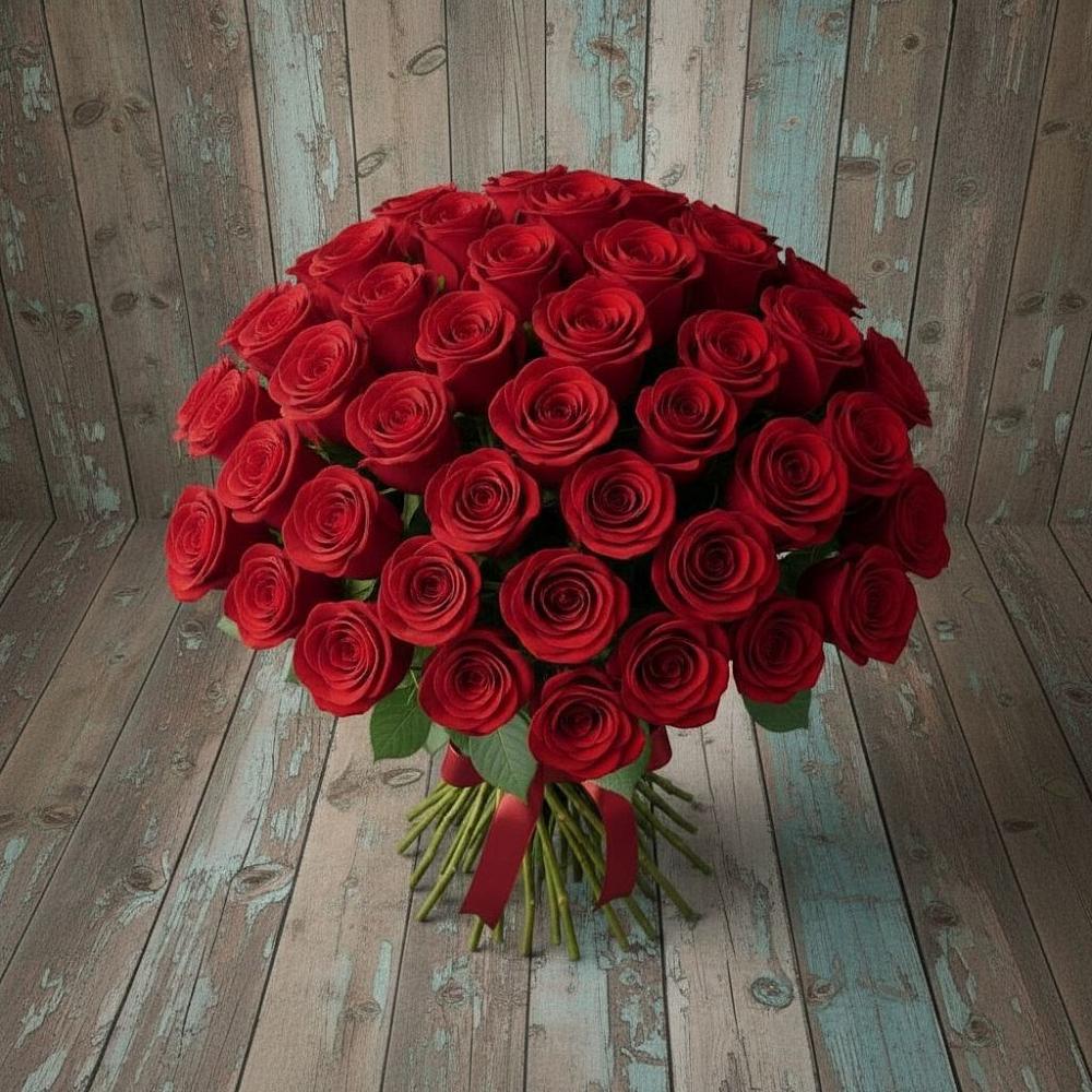 Букет 55 Красных роз Фридом в Буланаше