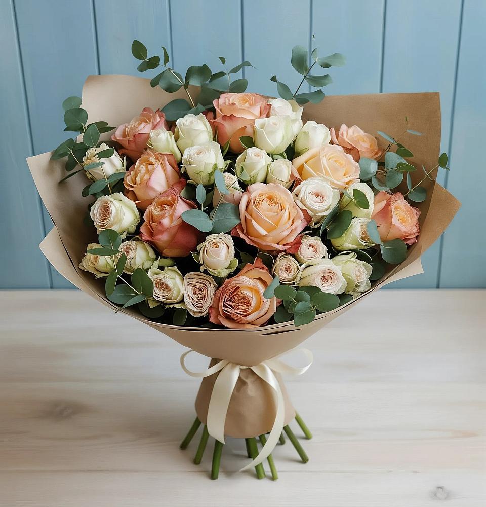 Букет цветов из: Альстромерии и Розы в Буланаше