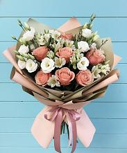 Букет цветов из:  Розы, Альстромерии и Лизиантусы в Буланаше