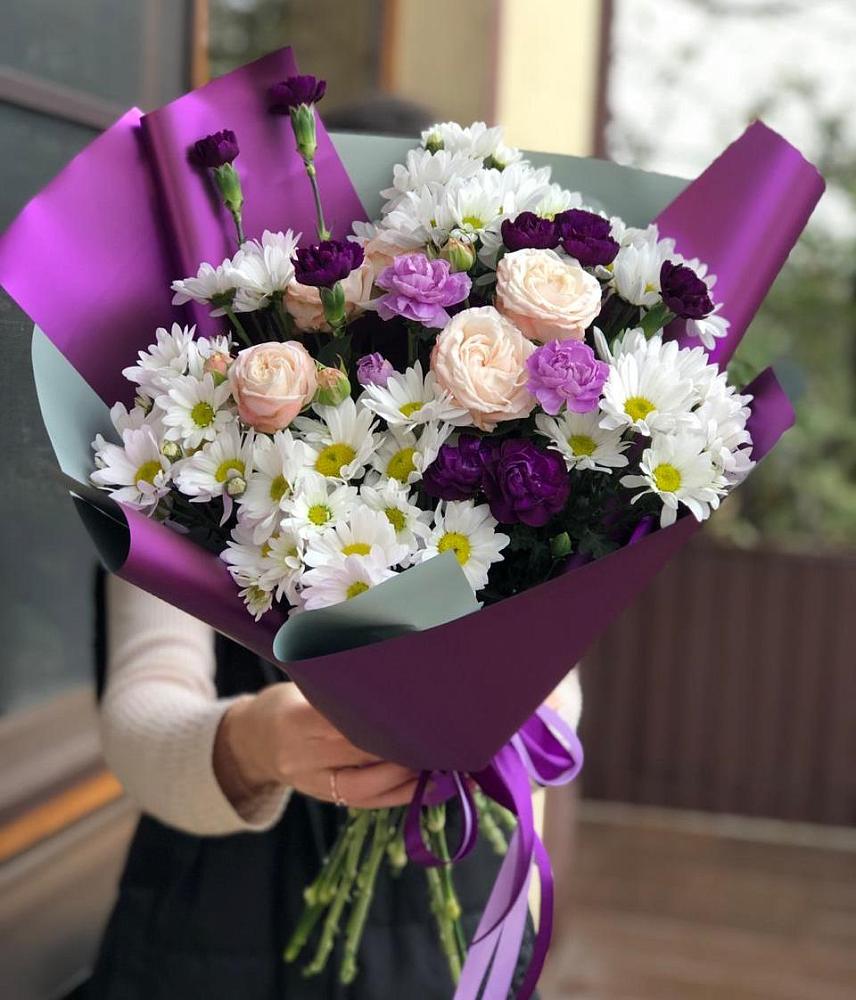 Букет цветов из: Хризантемы, Гвоздики и Розы в Буланаше