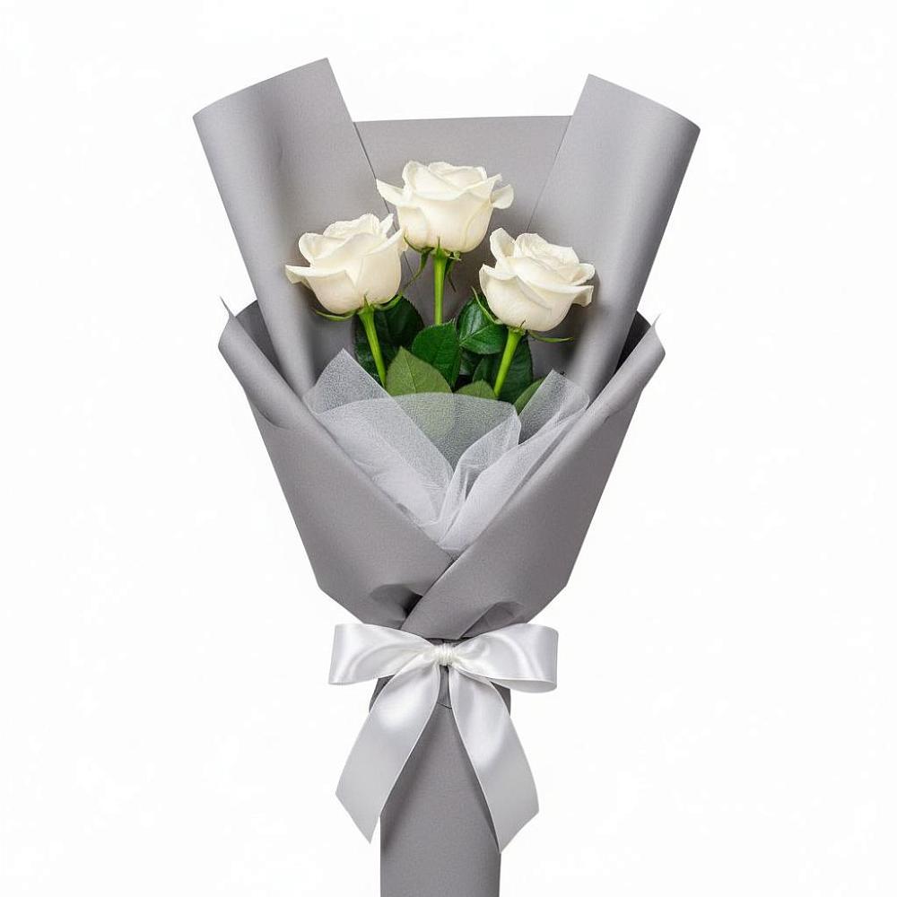 Букет 3 белые розы в Буланаше