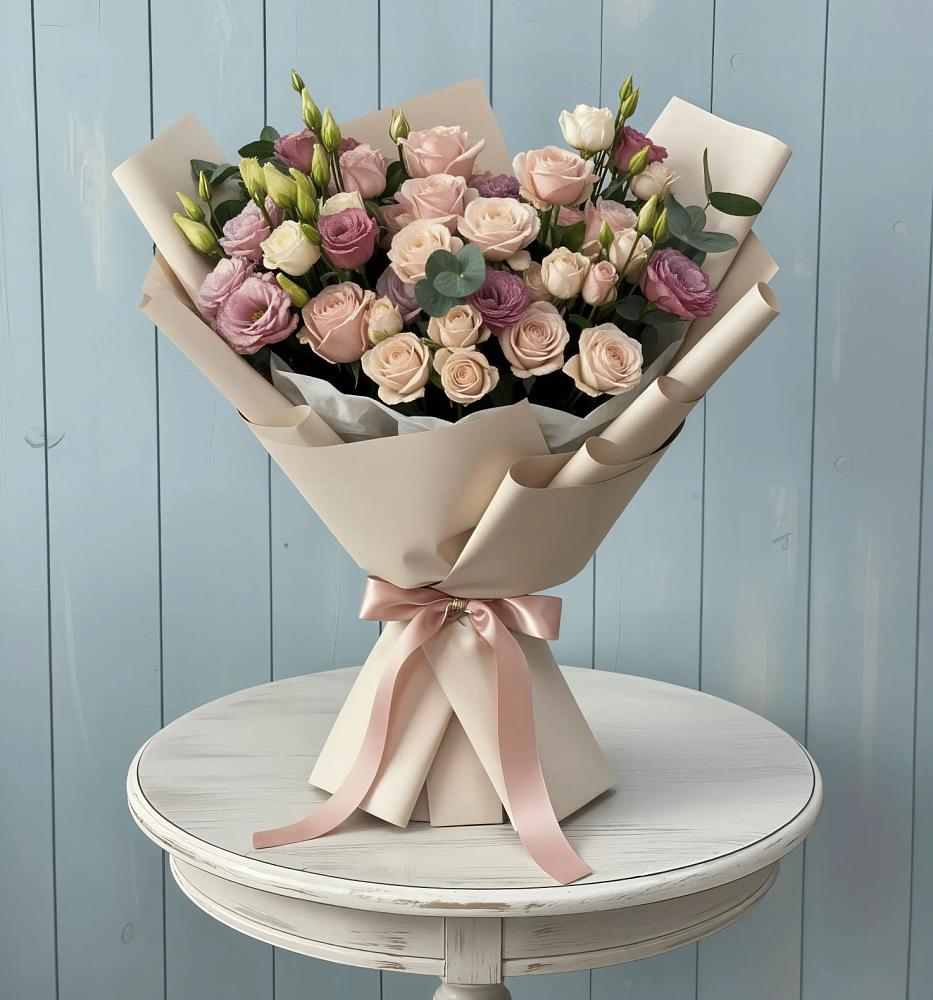 Букет цветов из: Розы и Лизиантусы в Буланаше