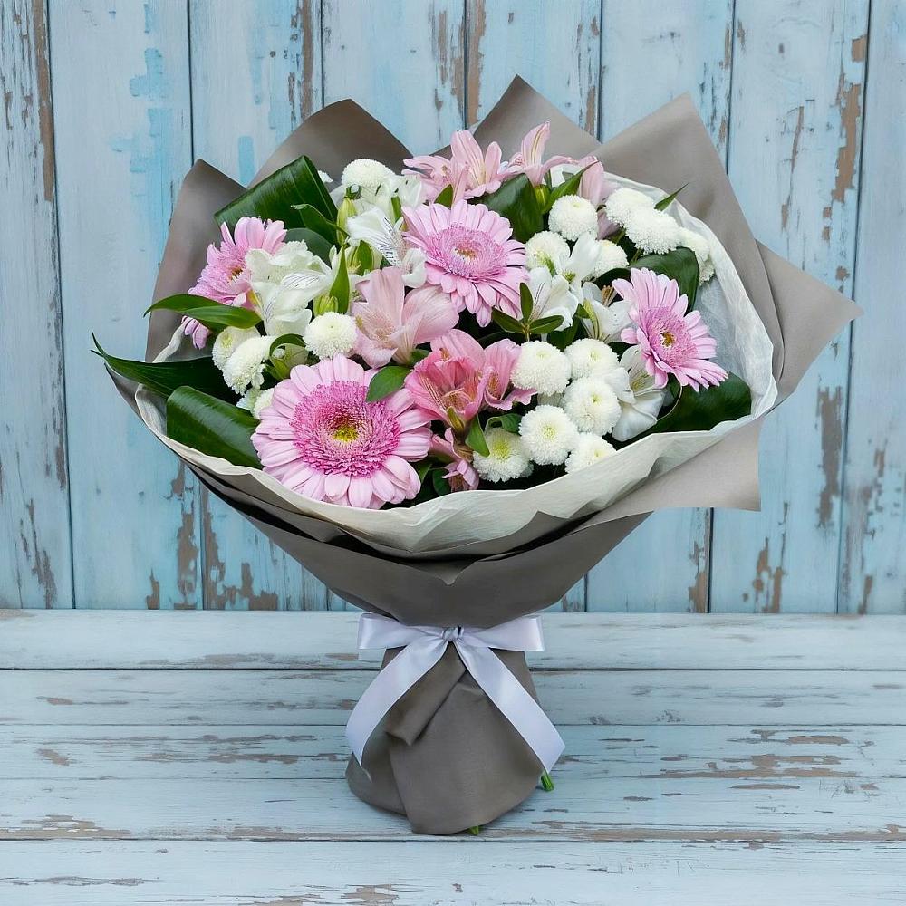 Букет цветов из: Герберы, Альстромерии и Хризантемы в Буланаше
