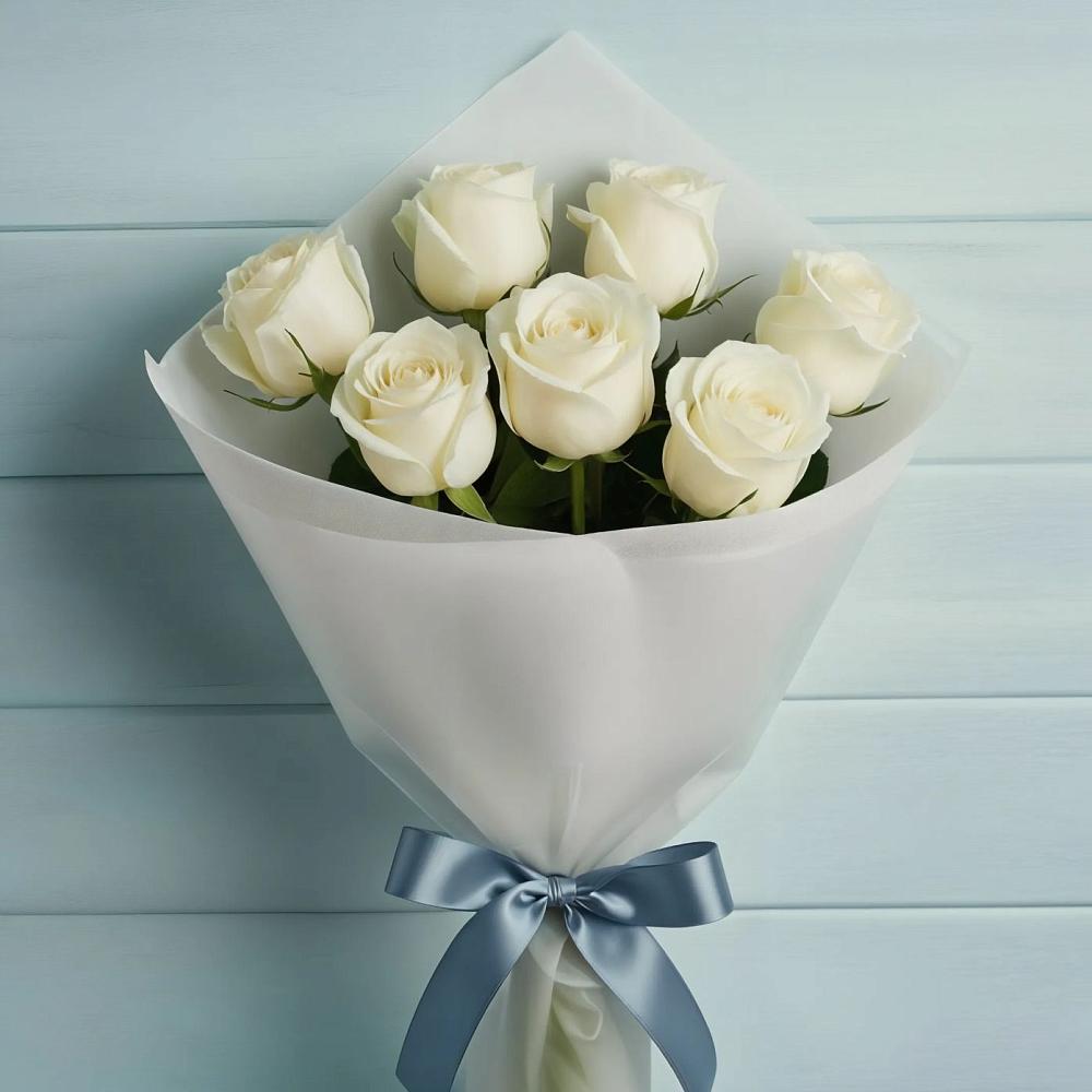 Букет 7 Белых роз Эдлесс Лав в Буланаше