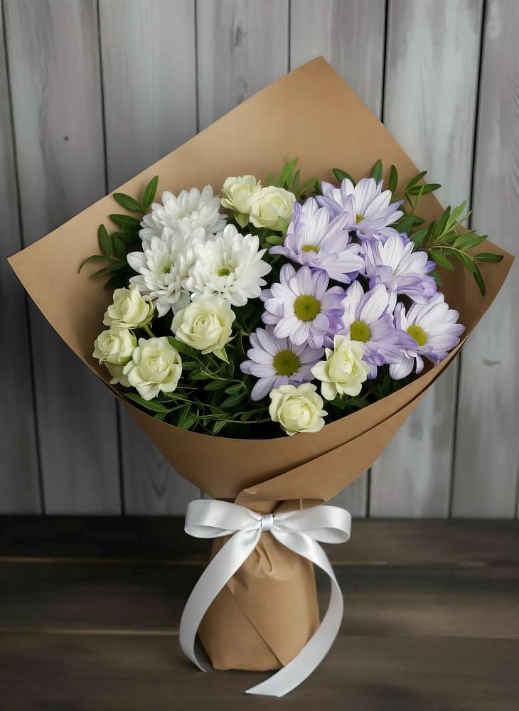 Букет цветов из: Хризантемы и Розы в Буланаше